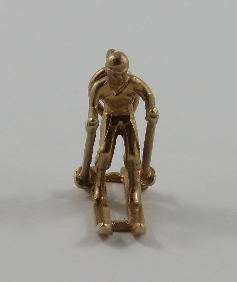 Skier 10K Gold Vintage Charm For Bracelet