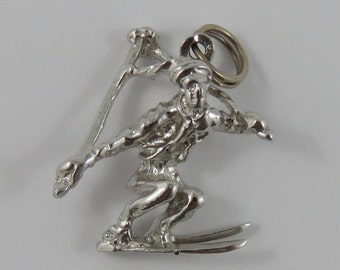 Skier Sterling Silver Vintage Charm For Bracelet