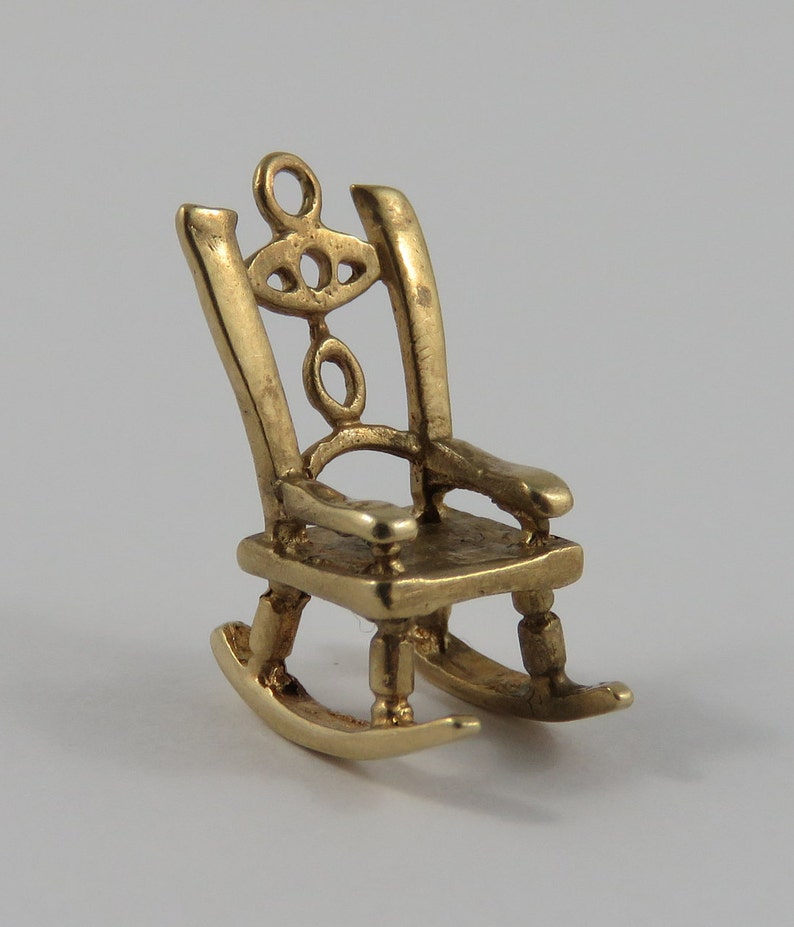 Rocking Chair 10K Gold Vintage Charm For Bracelet