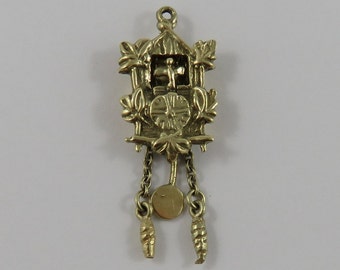 Cuckoo Clock Mechanical 14K Gold Vintage Charm For Bracelet