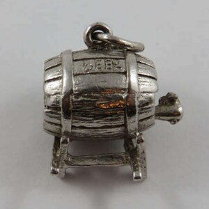 Beer Keg Sterling Silver Vintage Charm For Bracelet image 2