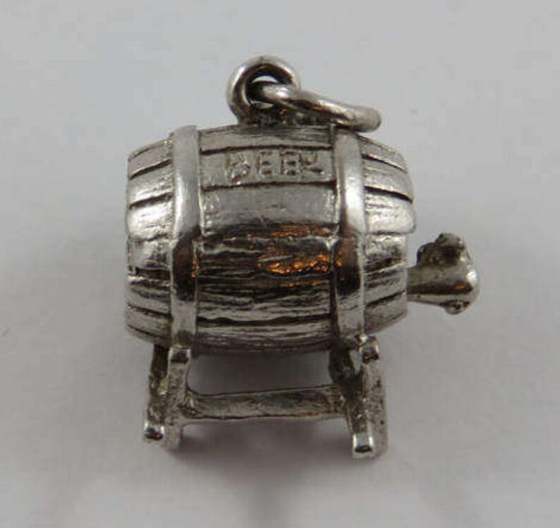 Beer Keg Sterling Silver Vintage Charm For Bracelet image 2