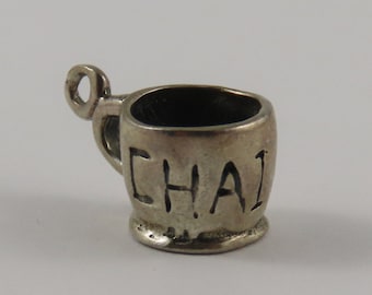 Ciondolo vintage in argento sterling con tazza da tè Chai per braccialetto