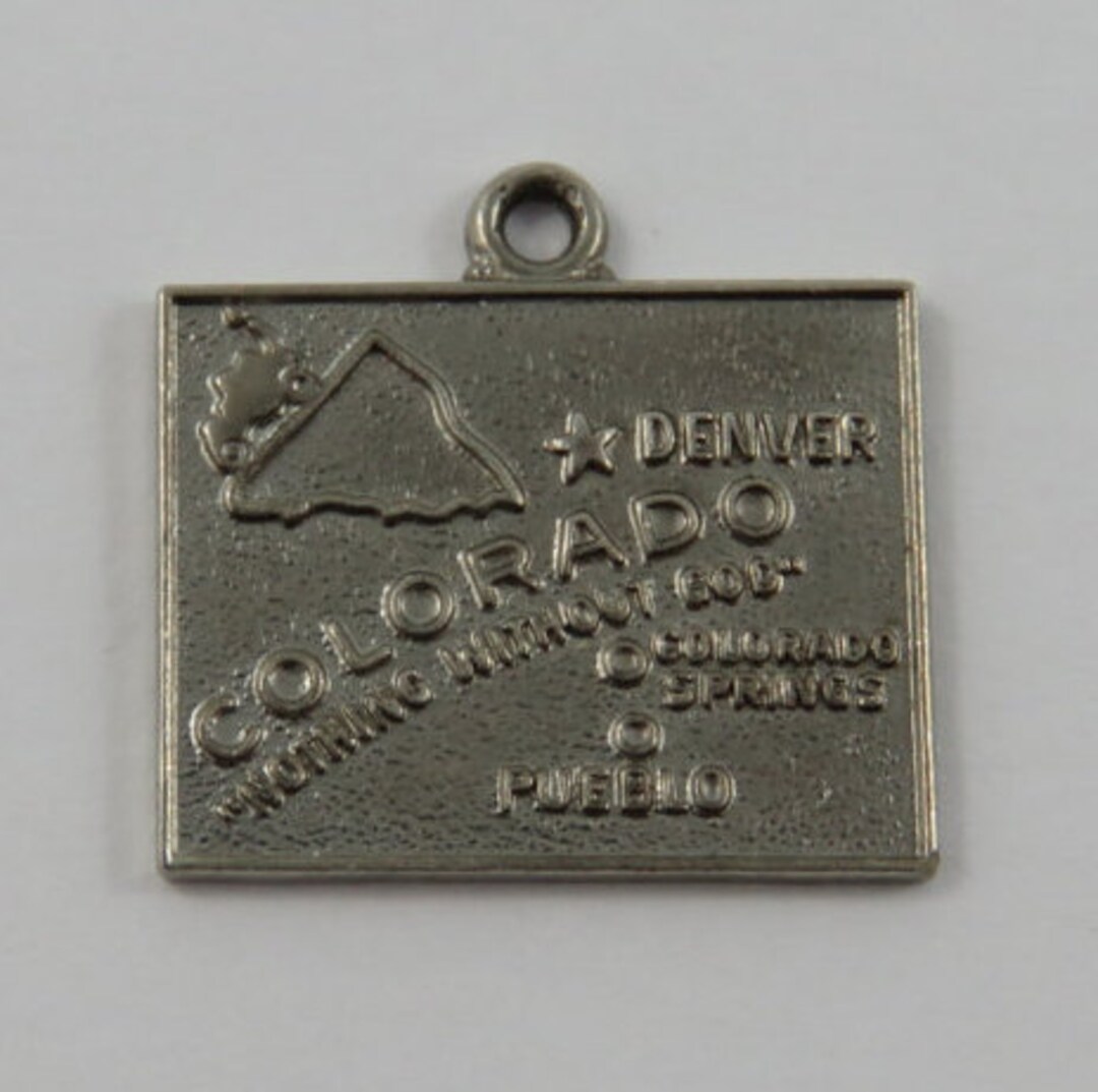 Sterling Silver Oxidized Colorado State Map Charm | Approx. 19mm X 14mm, Made In USA