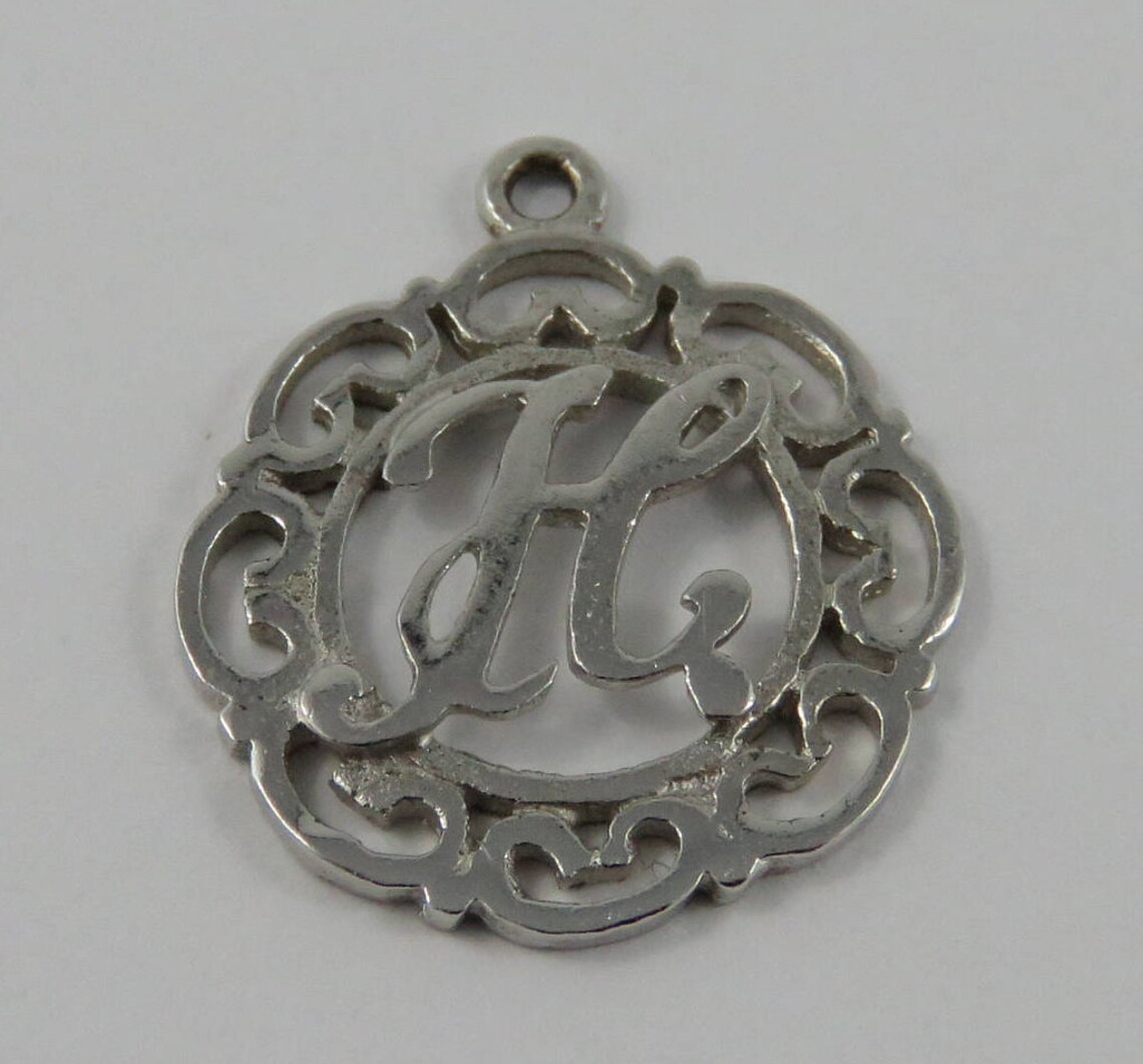 Letter H Sterling Silver Vintage Charm For Bracelet Etsy