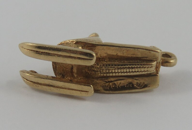 Snowmobile 10K Gold Vintage Charm For Bracelet