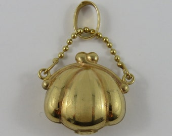 Purse With Chain Handle Mechanical 18K Gold Vintage Charm For Bracelet