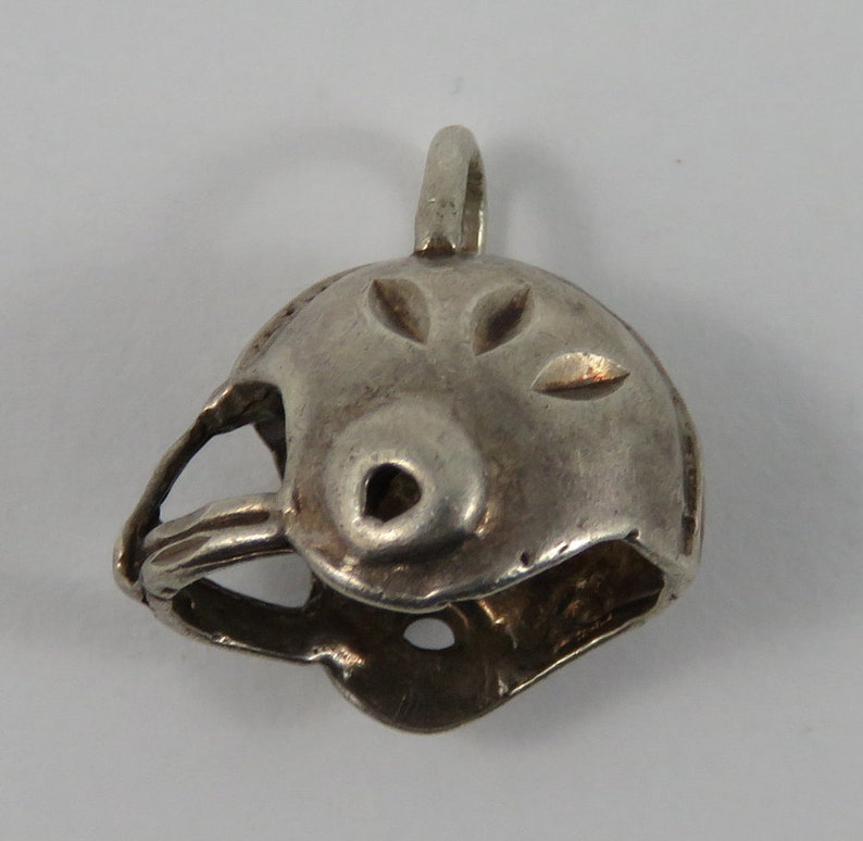 Football Helmet Sterling Silver Vintage Charm For Bracelet