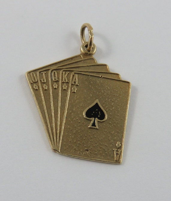 Royal Flush Playing Cards Charm Antiqued Sterling Silver Royal Flush Playing Cards Charm Antiqued Sterling Silver