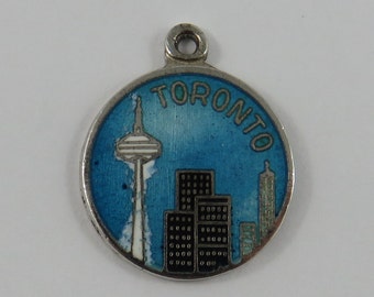 Enamel Toronto Skyline Sterling Silver Vintage Charm For Bracelet