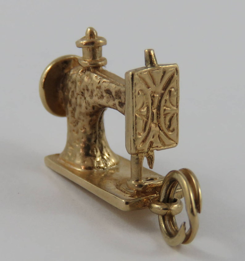 Sewing Machine 10K Gold Vintage Charm For Bracelet