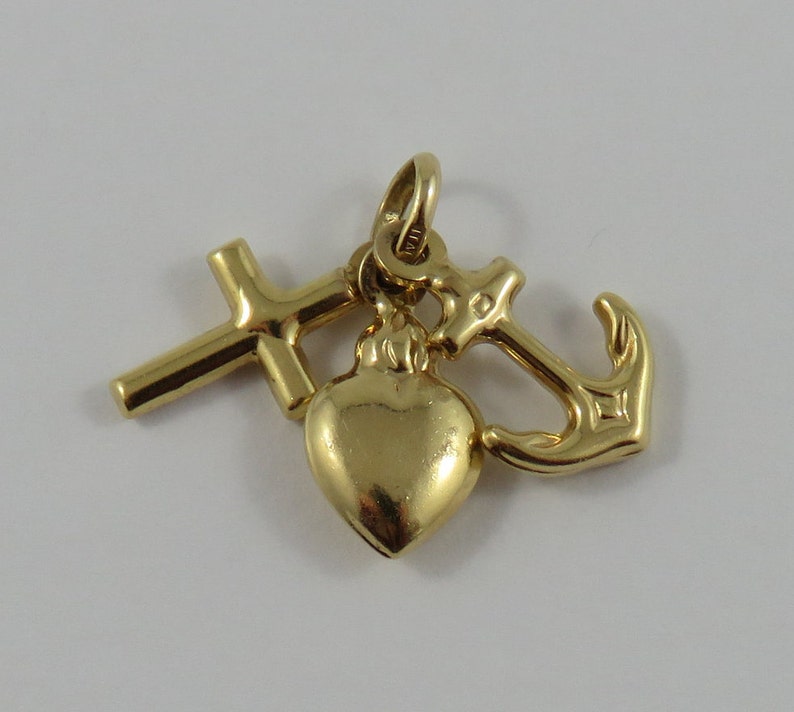 Hope Charity 14K Gold Vintage Charm For Bracelet Faith