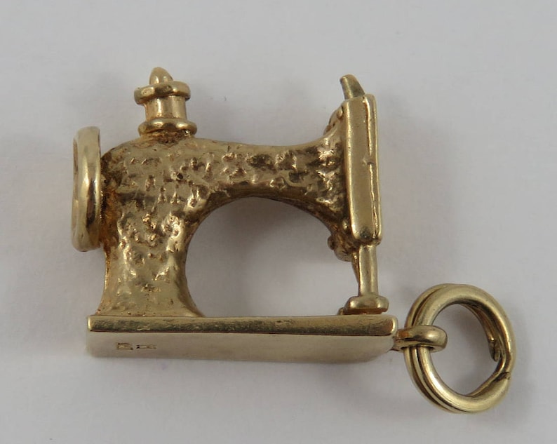 Sewing Machine 10K Gold Vintage Charm For Bracelet
