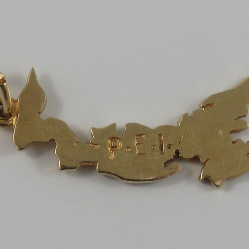 Map of Prince Edward Island shops 10K Gold Vintage Charm For Bracelet