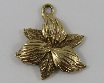 Flower 10K Gold Vintage Charm For Bracelet