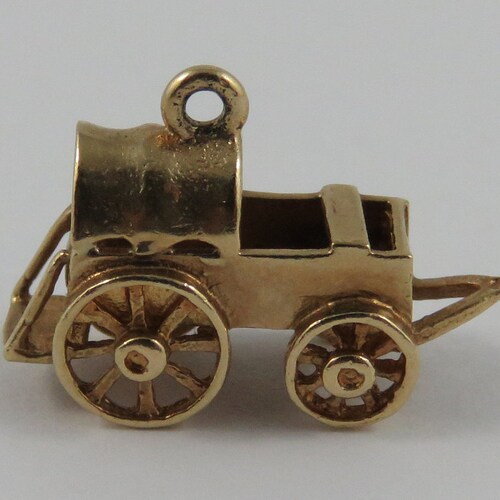 Baby shops Carriage 10K Gold Vintage Charm For Bracelet