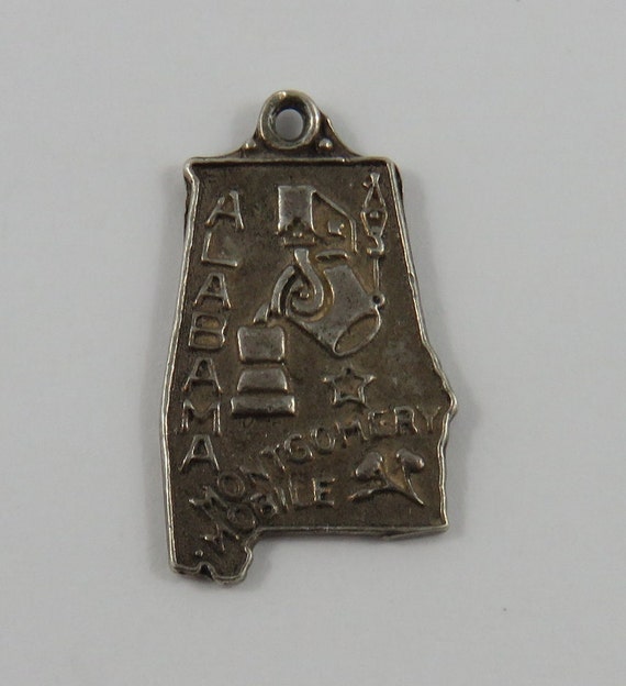 Alabama State Charm Antiqued Sterling Silver Alabama State Charm Antiqued Sterling Silver