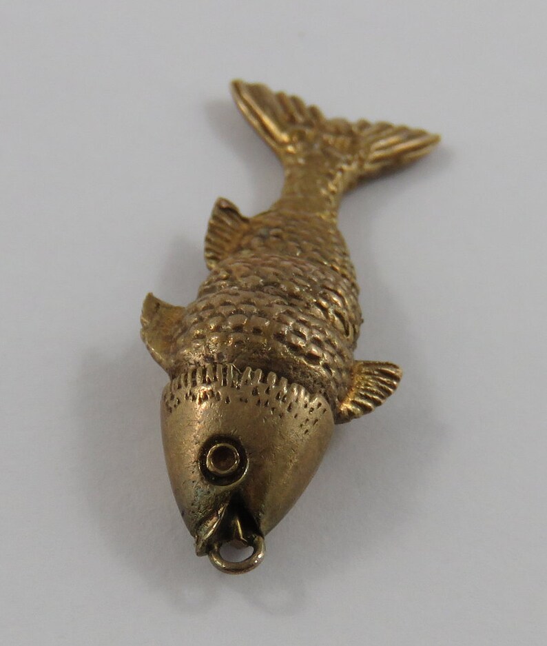 Articulated Fish 9K Mechanical Gold Vintage Charm for Bracelet Etsy