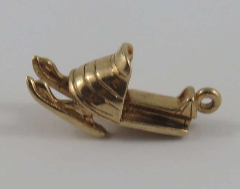 Snowmobile 10K Gold Vintage Charm For Bracelet