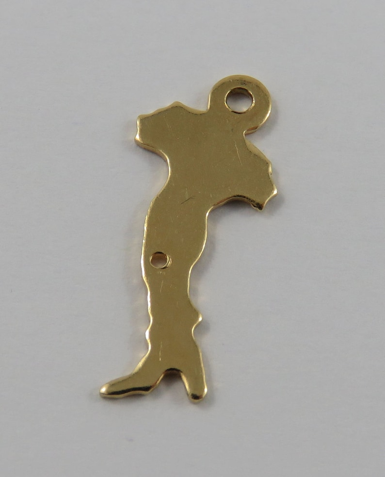 Map of Italy 14K Gold Vintage Charm For Bracelet