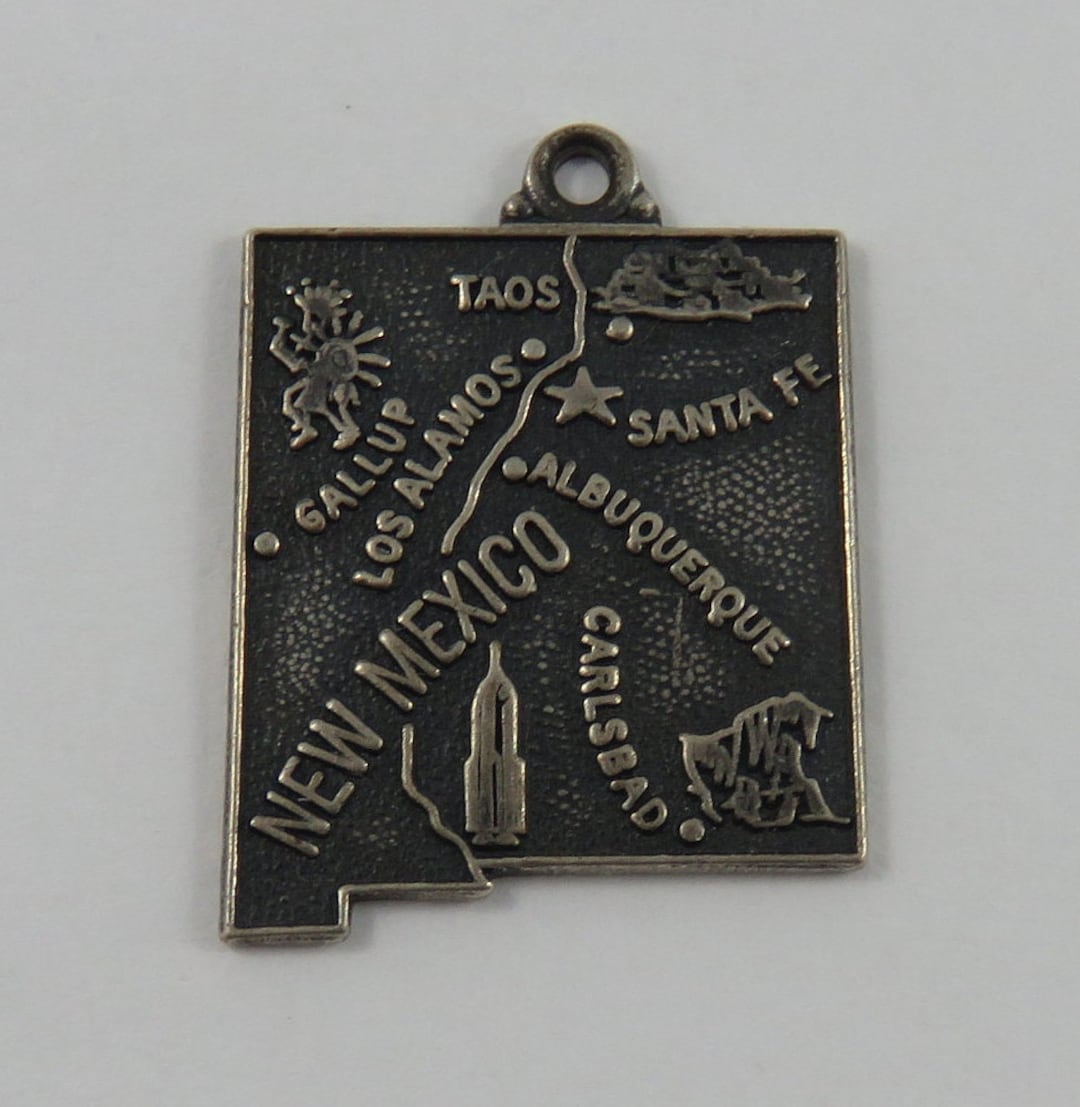Map of New Mexico State Sterling Silver Vintage Charm for Etsy