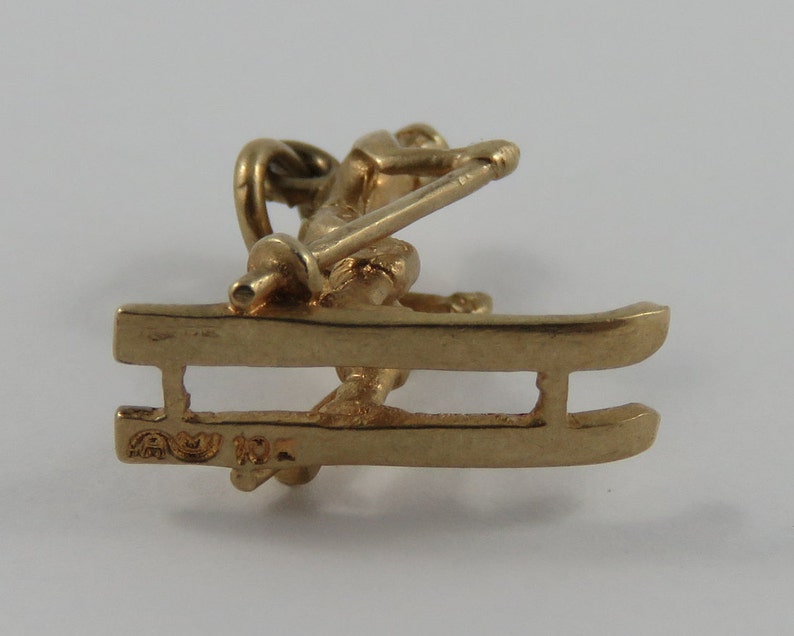 Skier 10K Gold Vintage Charm For Bracelet