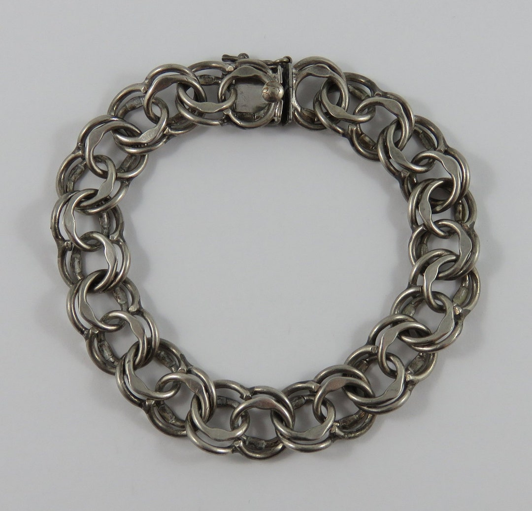 Bracelet Années 1920 Avec Breloques - Argent Vermeil Et Agate - Occasion, Bon état Général
