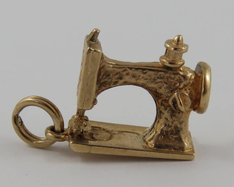 Sewing Machine 10K Gold Vintage Charm For Bracelet