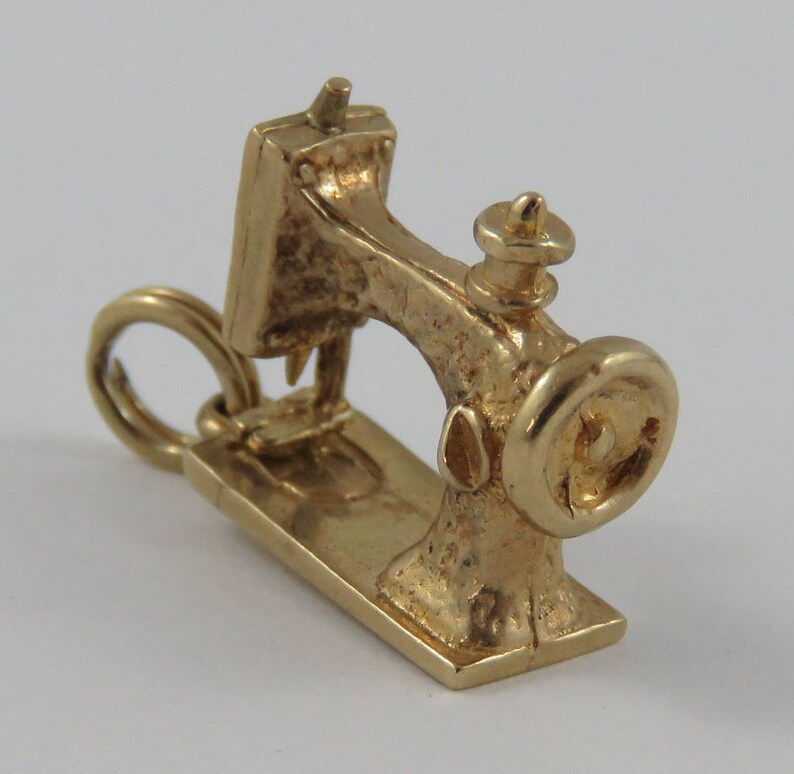 Sewing Machine 10K Gold Vintage Charm For Bracelet