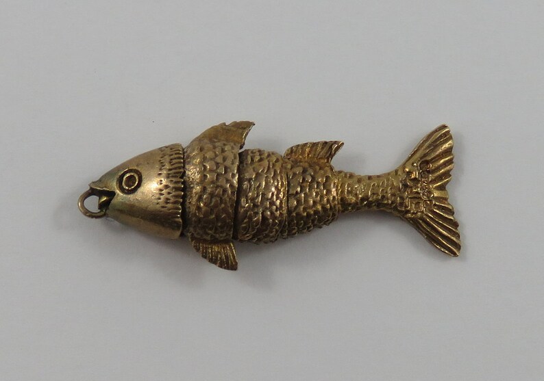 Articulated Fish 9K Mechanical Gold Vintage Charm for Bracelet Etsy
