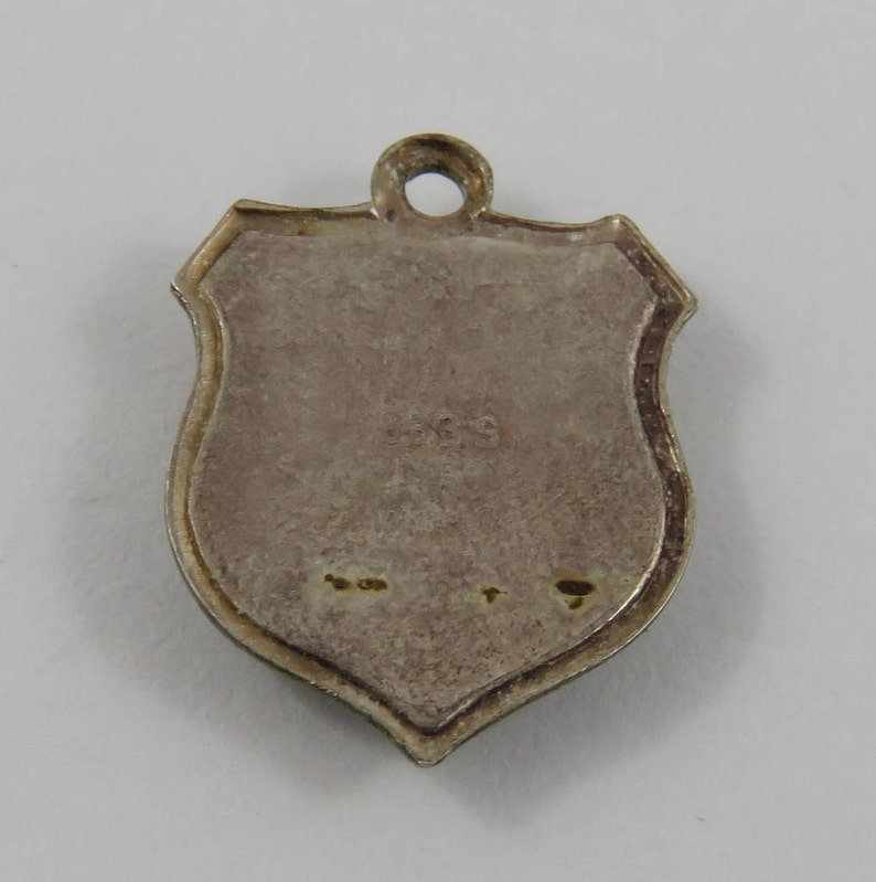 Holland Enamel Travel Shield Silver Vintage Charm For Bracelet