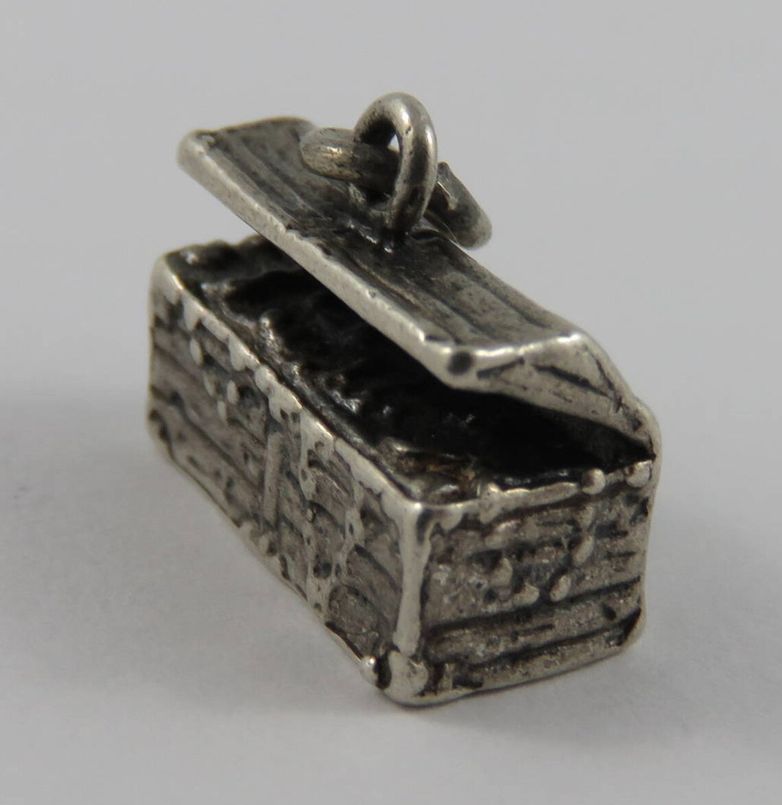 Open Treasure Chest Sterling Silver Vintage Charm for Bracelet Etsy