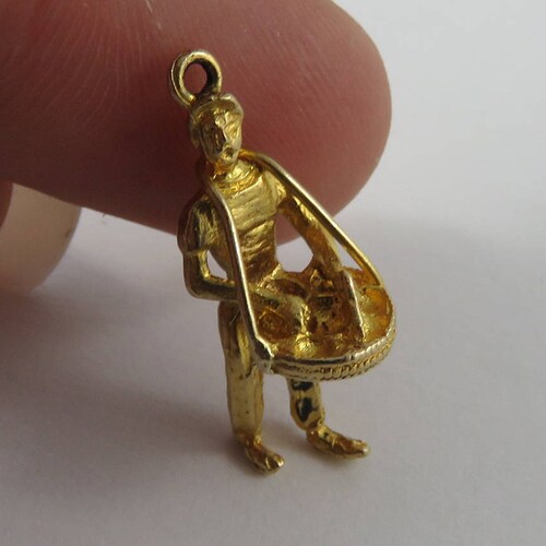 Steel Drum Player 9K shops Gold Vintage Charm For Bracelet