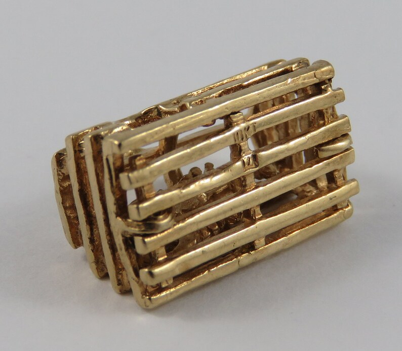 Lobster Trap With Lobster Inside Mechanical 10K Gold Vintage Charm For Bracelet