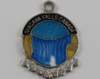 Enamel Niagara Falls, Canada Sterling Silver Vintage Charm For Bracelet