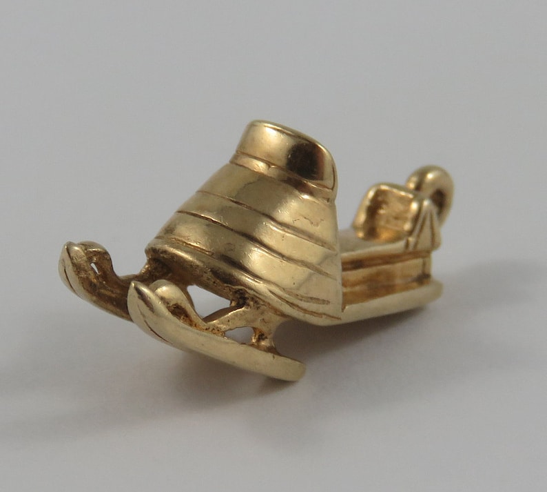 Snowmobile 10K Gold Vintage Charm For Bracelet