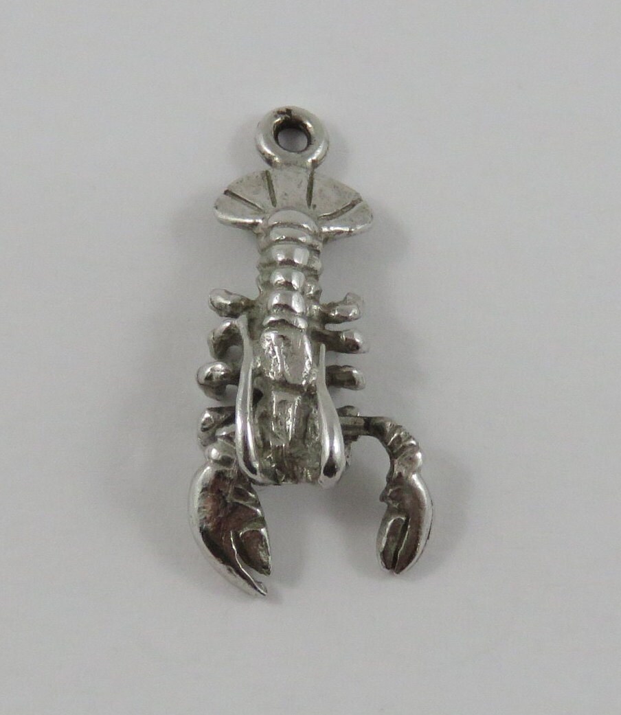 Lobster Mechanical Sterling Silver Vintage Charm for Bracelet