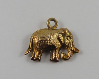 Elephant 10K Gold Vintage Charm For Bracelet