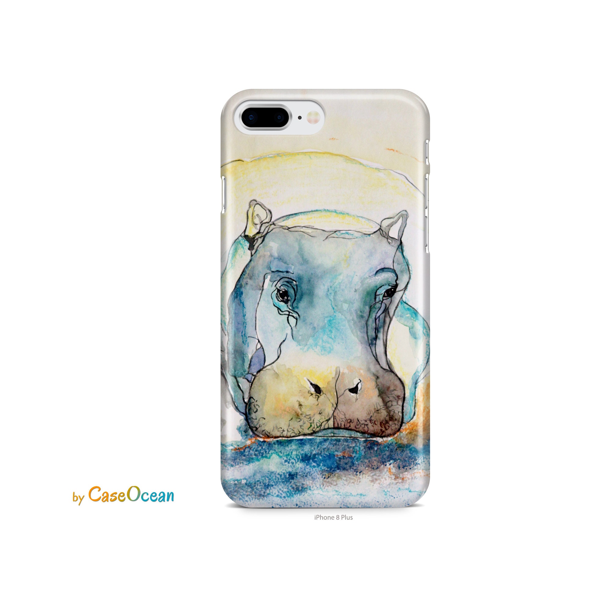 iPhone 11 case Hippo Watercolor iPhone XR XS SE iPhone 8 7 6s Plus case for Galaxy S10 S9 S8 Plus S7 Edge Note 9 Note 8 Huawei P30