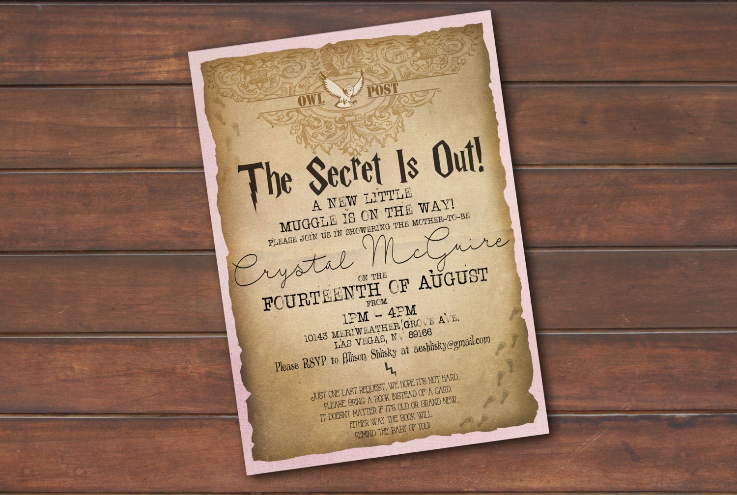Harry Potter Theme Baby Shower Invite DIGITAL FILE .jpg or Etsy