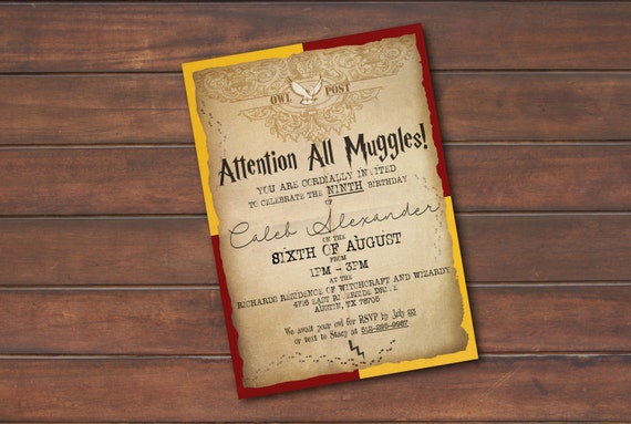 Harry Potter Urodziny Party Zaproszenie Cyfrowy Plik Etsy