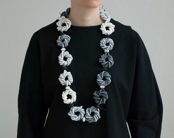 Big Statement Necklace, Bold Necklace, Modern Fiber Necklace, Contemporary Necklace, Fiber Jewelry, Textile Necklace, High Fashion
