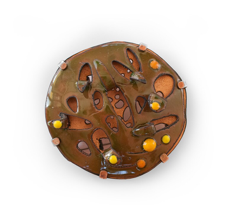 Author jewelry Unique brooch Enamel jewelry Contemporary art brooch Art jewelry Green enamel brooch