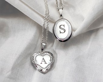 Initial Locket, Silver Initial Locket Necklace, Initial Necklace, Initial Necklace Sterling Silver, Silver Dainty Initial Necklace