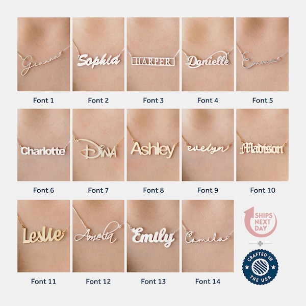 Personalized Name Necklace in Sterling Silver, Gold & Rose Gold, Custom Name Necklace, Personalized Name Necklaces for Her with Any Name.