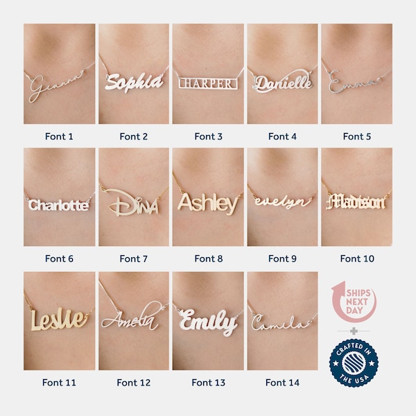 Gepersonaliseerde naamketting in sterling zilver, goud en roségoud, aangepaste naamketting, gepersonaliseerde naamkettingen voor haar met elke naam.