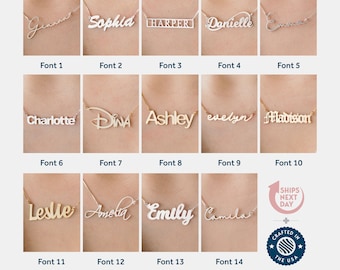 Personalized Name Necklace in Sterling Silver, Gold & Rose Gold, Custom Name Necklace, Personalized Name Necklaces for Her with Any Name.