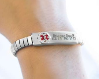 Medical Bracelet, Medical ID Bracelet, Stainless Steel Women's Medical ID Expansion Bracelet, Medical Jewelry, Medical Alert Bracelet