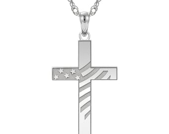 Classic Americana Cross Necklace - USA Flag Cross Necklace