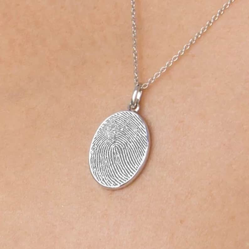 Personalized Fingerprint Jewelry Fingerprint Necklace Memorial Necklace Necklace Made with Fingerprints image 4